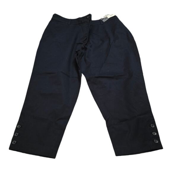 Talbots Navy Blue Perfect Crop Button Hem Detail Comfy Pants Plus SZ 16WP PETITE - Picture 6 of 16